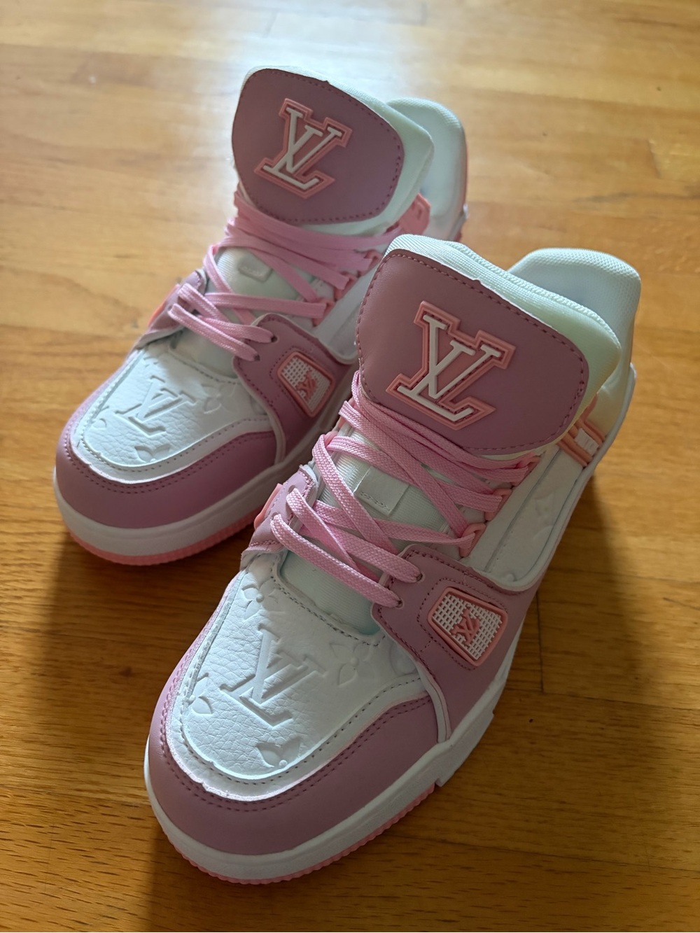 Louis Vuitton Pink and White Women's Low-Top Sneakers